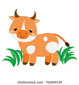 Cute cartoon cow. Farm animal character for babies and children design, prints