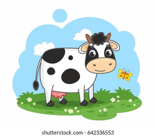 Cute Cow Adorable Baby Cartoon Background Stock Vector (Royalty Free ...