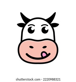 lindo logo de la cabeza de vaca de dibujos animados vector