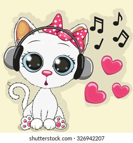 Cute cartoon Cow with headphones 