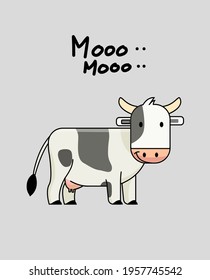 Cute cartoon cow, icon symbol vector illustration. Line, rough,sketch.