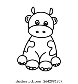 Ilustração de vaca de desenhos animados bonito em preto e branco