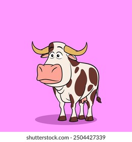 Cute Cartoon Cow Illustration Farm Animal Character