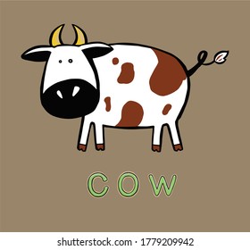 Cute cartoon cow and the inscription