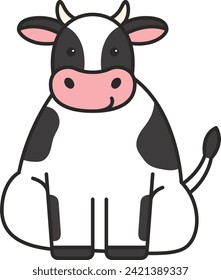 Cute cartoon cow isolated on a white background. Vector illustration.