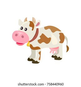 cute cartoon cow, isolated. vector illustration