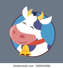 Cute cartoon cow mascot logo in circle