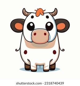 Cute Cartoon a Cow on white background