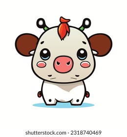 Cute Cartoon a Cow on white background