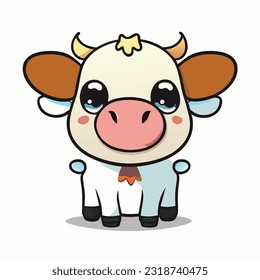 Cute Cartoon a Cow on white background