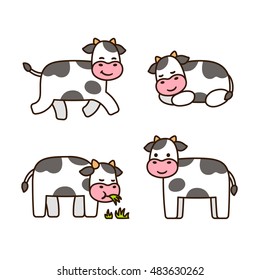 Dibujo de vacas, ilustraciones vectoriales aisladas.