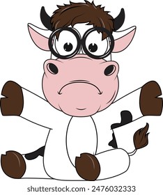 Ilustración vectorial simple de la vaca de dibujos animados 