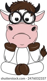 Cute Cartoon Cow Simple Vector Illustration 