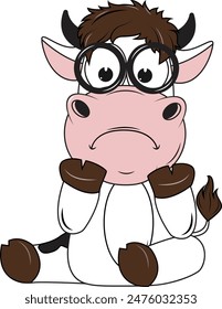 Cute Cartoon Cow Simple Vector Illustration 