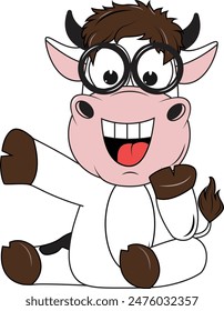 Cute Cartoon Cow Simple Vector Illustration 