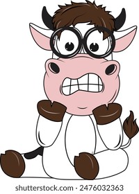 Cute Cartoon Cow Simple Vector Illustration 