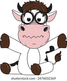 Cute Cartoon Cow Simple Vector Illustration 