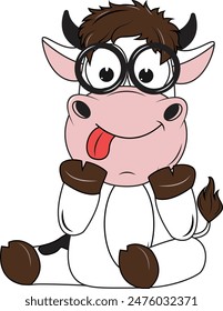 Ilustración vectorial simple de la vaca de dibujos animados 