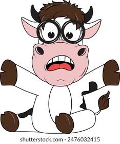 Cute Cartoon Cow Simple Vector Illustration 