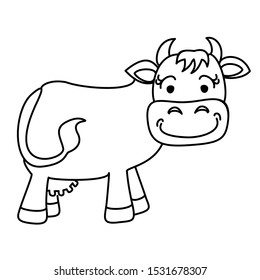 Coloring Page Outline Cartoon Cow Farm Stock Vector (Royalty Free ...