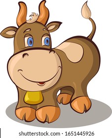 Cute cartoon cow. Vector illustration.