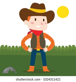 Cute Cartoon Cowboy Male Illustration Series Stock Vector (Royalty Free ...