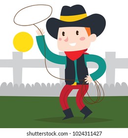 Cute cartoon cowboy male illustration series.
