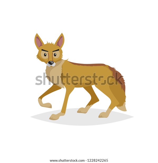 Cute Cartoon Coyote Wild Animal Vector Stock Vector (Royalty Free