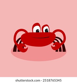 A cute cartoon crab with big eyes and a wide smile vector illustration. Suitable for animal and seafood content