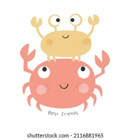 Cute Cartoon Crab Family Vector Illustration