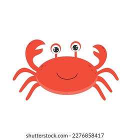 Cute cartoon crab in flat style. Vector illustration. Cartoon style.
