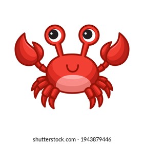 Cute cartoon crab isolated on white background. Children vector illustration. Stock vector
