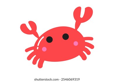 Cute cartoon crab isolated on white background.