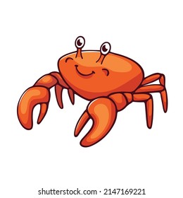 Cute Cartoon Krabbe. Isolierte Vektorgrafik lustige Meerestiere Charakter. 