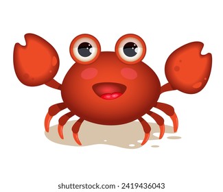 Cute cartoon crab on white background. Great character for children's books.