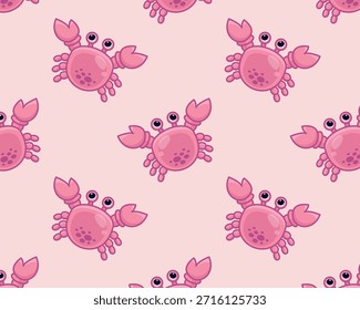 Süße Cartoon-Krabbe. Seemuster. Einziger Hintergrund. Vektorgrafik.
