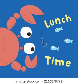 Cute Cartoon Crab Vector Illustration