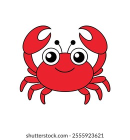 Cute Cartoon Crab Vector Illustration for Children's Books