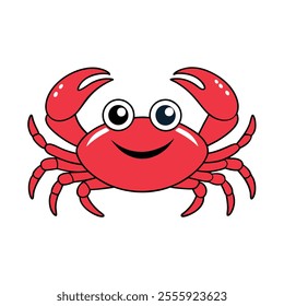 Cute Cartoon Crab Vector Illustration for Children's Books