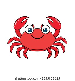 Cute Cartoon Crab Vector Illustration for Children's Books