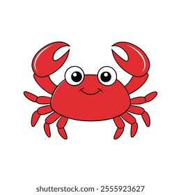 Cute Cartoon Crab Vector Illustration for Children's Books