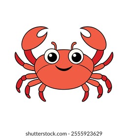 Cute Cartoon Crab Vector Illustration for Children's Books