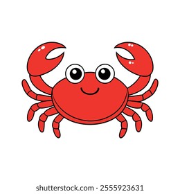 Cute Cartoon Crab Vector Illustration for Children's Books