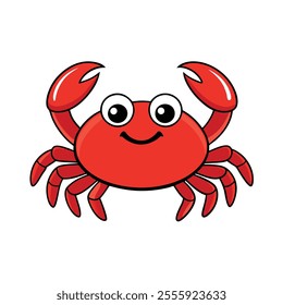 Cute Cartoon Crab Vector Illustration for Children's Books