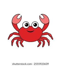 Cute Cartoon Crab Vector Illustration for Children's Books