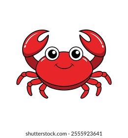 Cute Cartoon Crab Vector Illustration for Children's Books