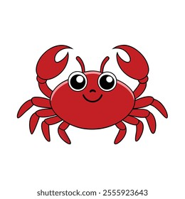 Cute Cartoon Crab Vector Illustration for Children's Books