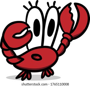cute cartoon crab watching from a distance