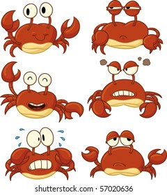 Cute cartoon crabs. All in separate layers for easy editing.