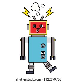 süße Karikatur eines gecrackten Roboters